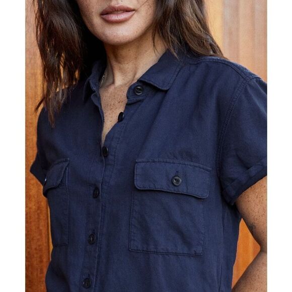 Outerknown Women’s Dark Navy S.E.A. Suit Breathable Linen Cotton Blend Shortall - Picture 10 of 12